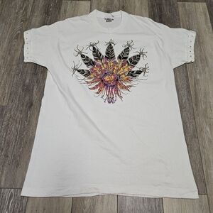 Fruit of the Loom Vintage Single Stitch Psychedelic Feathers Studded Women's XL